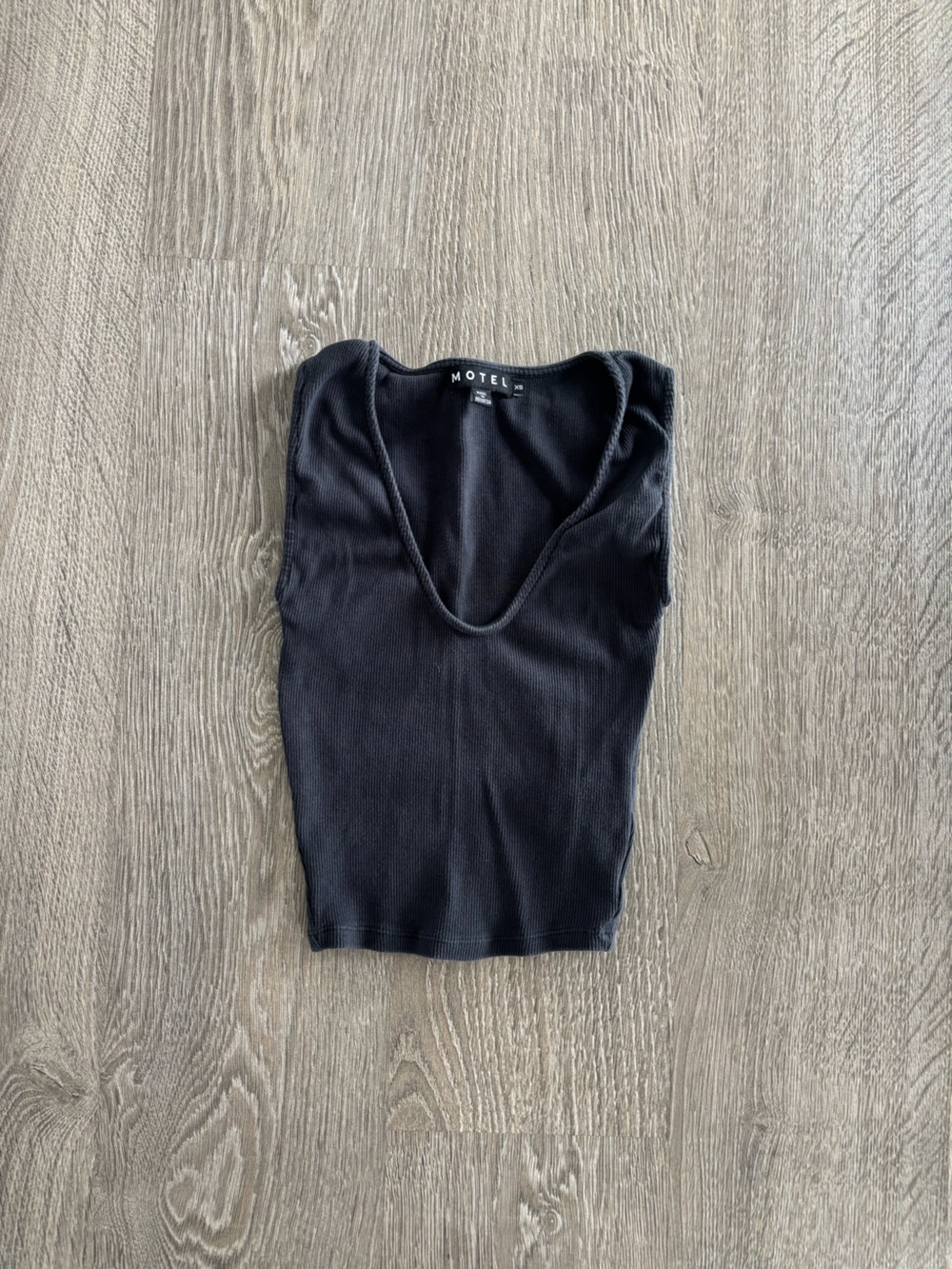 Motel Rocks Black V-Neck Ribbed Tank Top